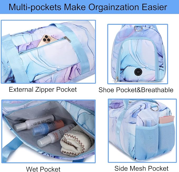 Sports Duffel for Girls Dance Bag Girls Duffle Weekender Bags Teen Gym Travel Ballet Bag with Shoe Compartments