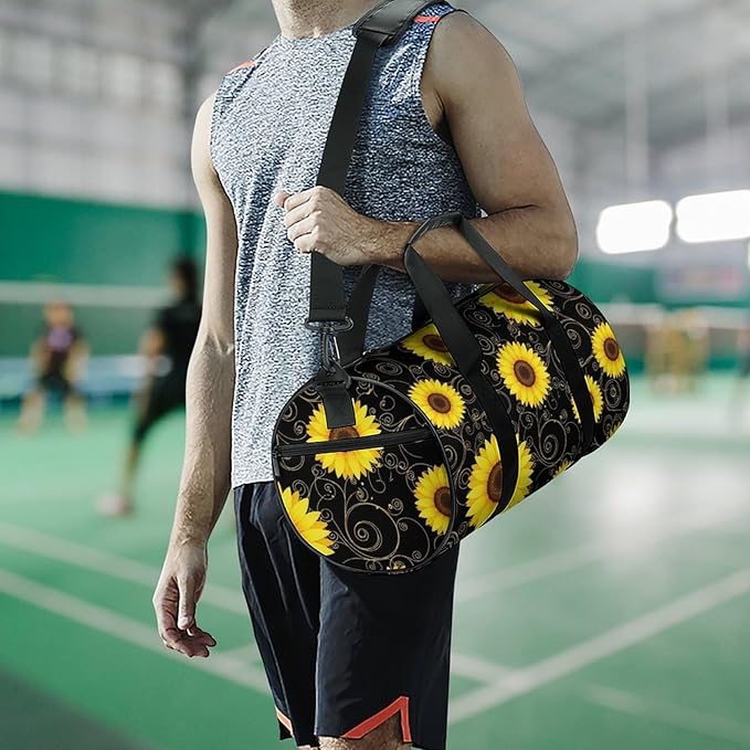 Basketball Football Weekender Bag Floral Sunflower (31) Carry on Beach Yoga Overnight Luggage Bag Sports Gym Bags for Men Women