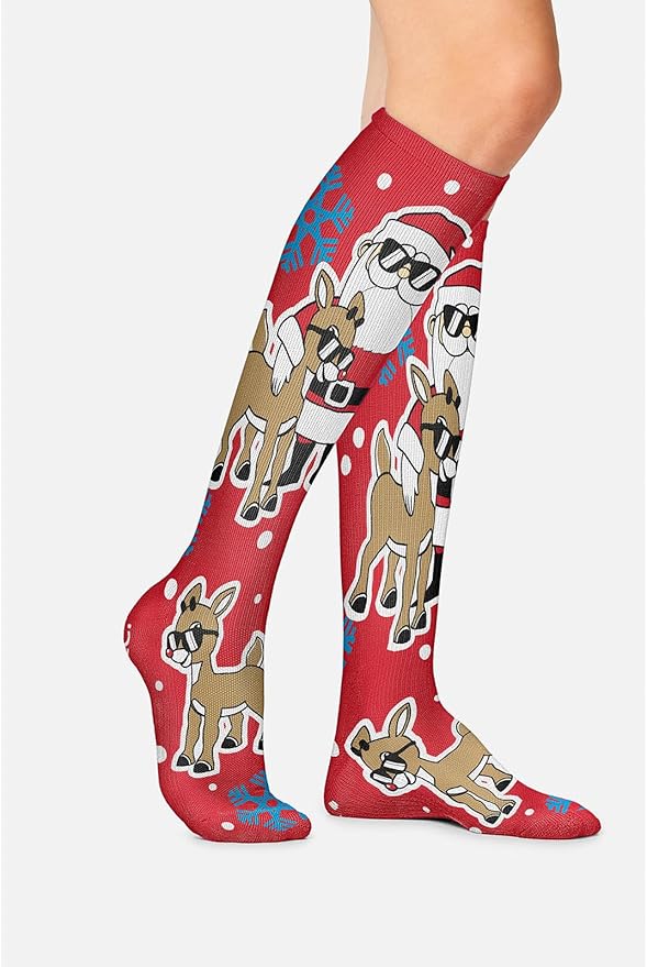 Cherokee Women's 10-15mmHg Compression Socks – Fun Print Knee Highs with Light Support, Soft Feel - PRINTSUPPORT