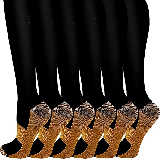 bropite Flora Compression Socks for Women & Men-Knee high 6 Pairs 20-30mmhg Support Running Nurse Travel