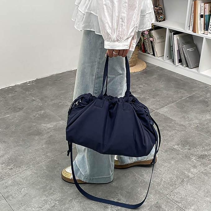 Stylish Crinkled Nylon Handbag with Adjustable Comfortable Strap and Spacious Interior Shoulder Bag for Work or Gym Use Bag