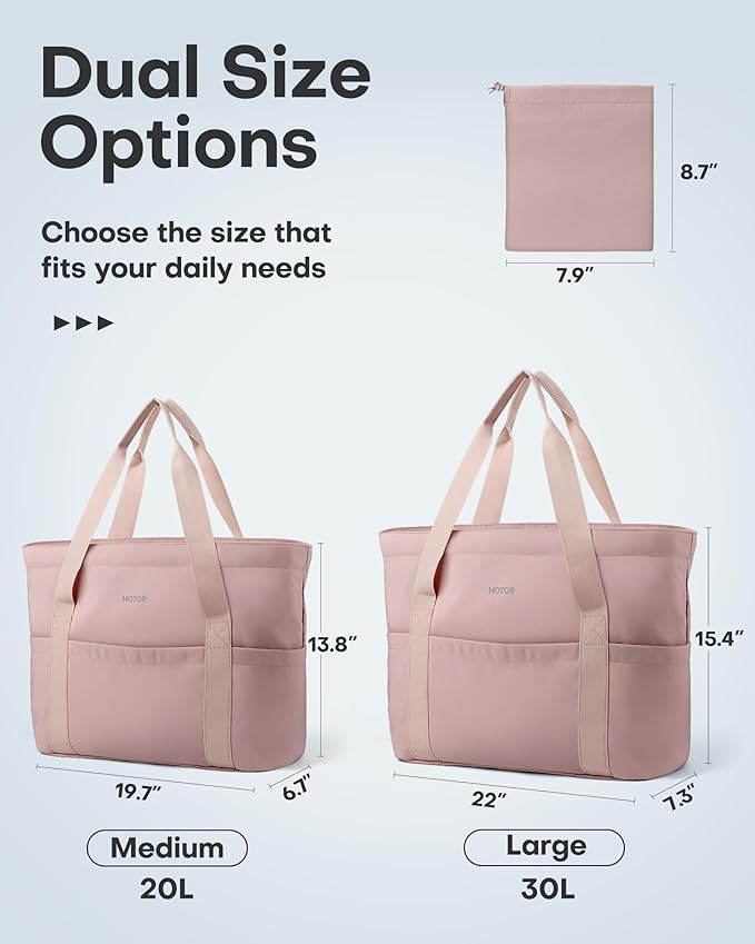HOTOR Tote Bag for Women - Foldable Lightweight Tote Bags with Zipper, Large Shoulder Bag Top Handle Handbag for Travel, Work