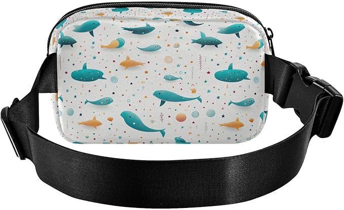 Cute Dolphin Fanny Pack for Women Men Water Resistant Fashion Waist Packs with Adjustable Strap Belt Bag for Travel Workout Jogging Hiking 21219827