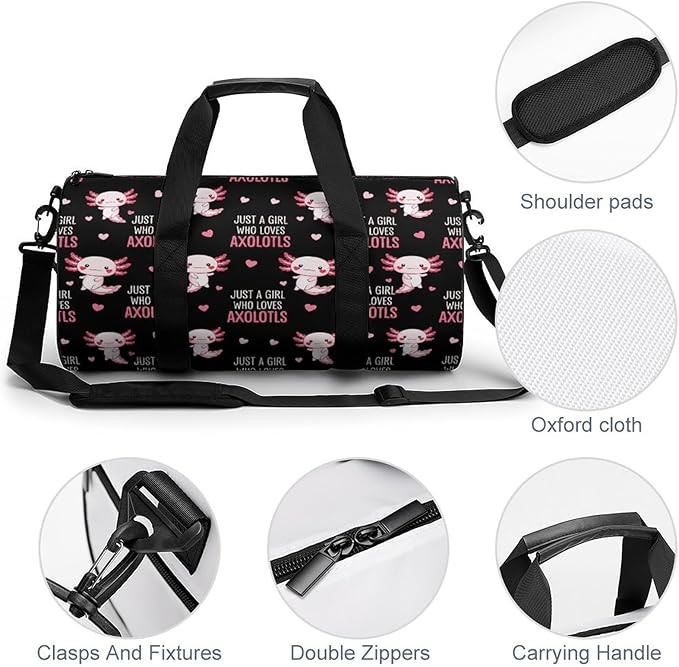 Weekender Carry on Beach Yoga Overnight Luggage Bag Just A Girl Who Loves Axolotls Gym Sports Duffle Bag Dance Gymnastics Bags
