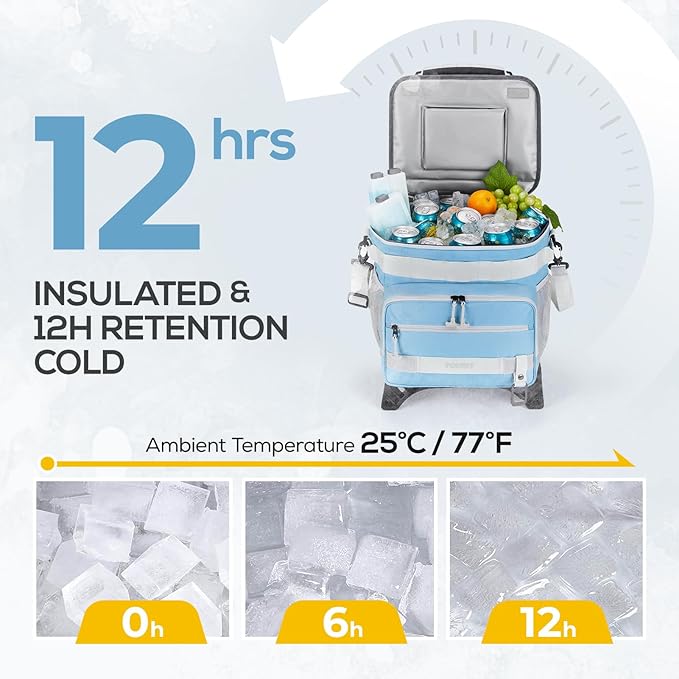 TOURIT 48 Can Collapsible Cooler with Wheels, Insulated Rolling Cooler with All-Terrain Cart, Waterproof Soft Sided Cooler Bag for Beach, Picnic, Camping, Shopping, Travel