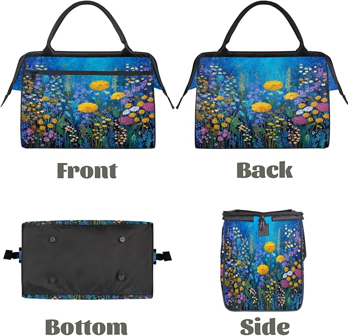 Colorful Wildflower Pattern Overnight Weekender Bags for Women Men, Waterproof Travel Carry On Duffel Bag, Lightweight Sports Gym Bag for Fitness, Workout, Travel