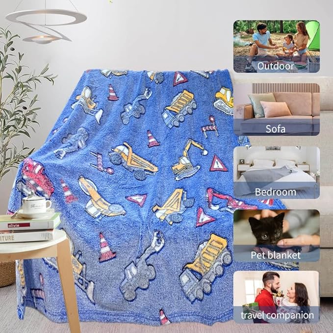 Tractor Blanket for Boys, Construction Blanket for Boys, Car Blanket for Boys, Kids Blankets for Boys, Toddler Blanket for Kids, Personalized Baby Blankets for Boys, Birthday 40"x 50"