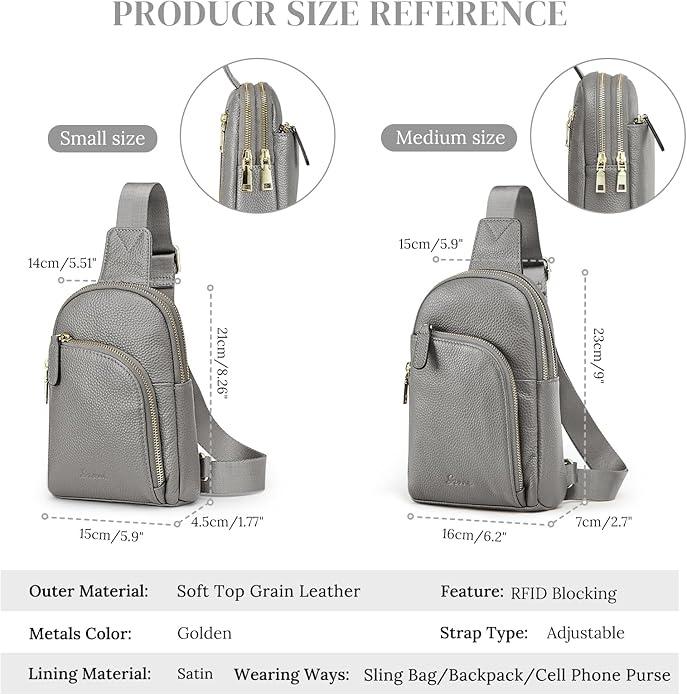 S-ZONE Genuine Leather RFID Blocking Small Sling Bag Women Crossbody Fanny Packs