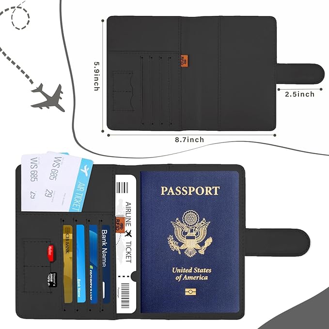 COSHAYSOO Personalized RFID Passport Holder for Travel Women Passports Cover Case Air Essentials Airplane Flight Accessories Airline Plane Flying Must Haves Christmas Gifts for Woman Travelers Vintage