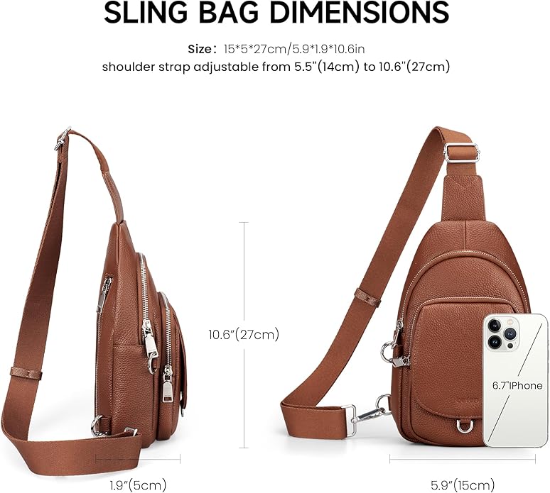 befen Anti Theft Genuine Leather Sling Bag for Women RFID Small Crossbody Bag Chest Bag Leather Fanny Packs for Travel