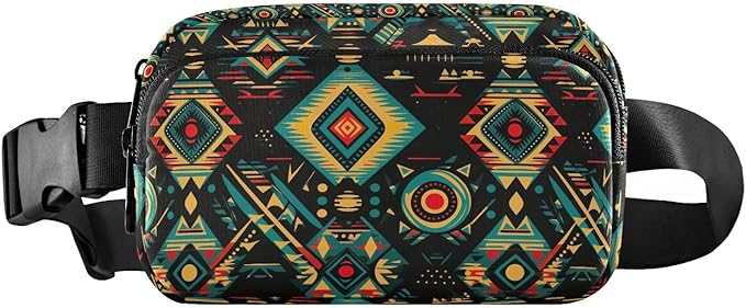 Ethnic Mandala Ikat Pattern Fanny Pack for Women Men Water Resistant Fashion Waist Packs with Adjustable Strap Belt Bag for Travel Workout Jogging Hiking 21219779