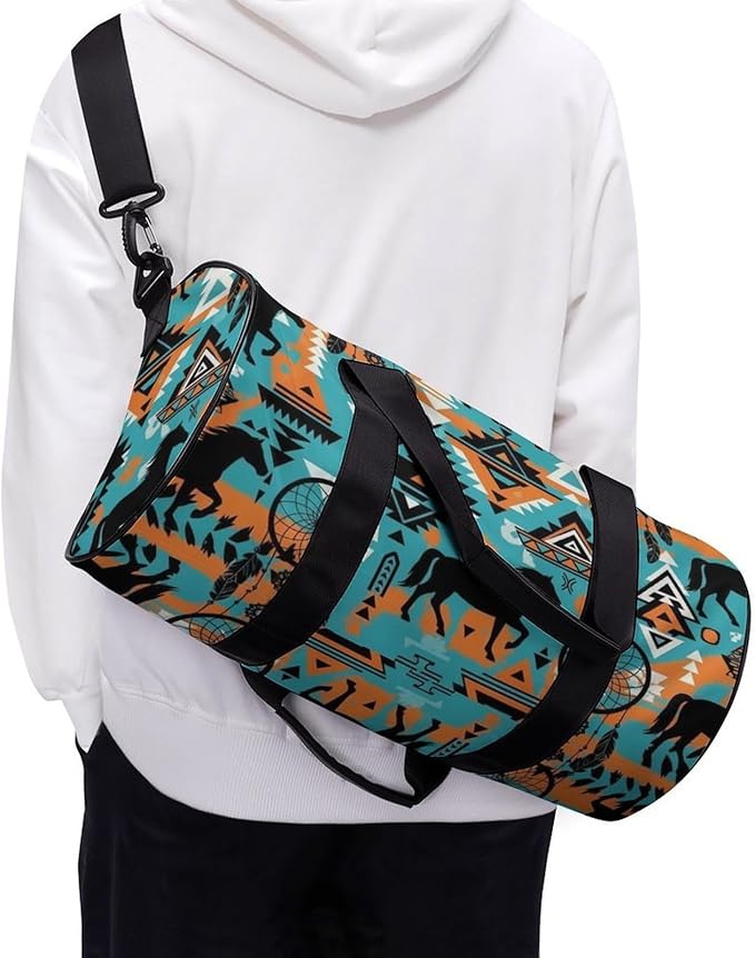 Workout Lightweight Duffel Bags Dream Catcher Western Southwest Aztec Horse Art Basketball Football Weekender Bag Foldable Gym Travel Bags for Men Women