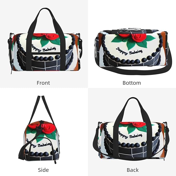 Delicious cakes Print Gym Bag with Shoe Compartment for Women Men, 17.7in Sports Duffle Weekender Tote, Overnight Travel Duffel Bag Carry On