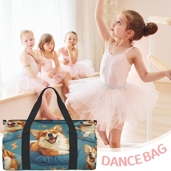 Happy Dogs Overnight Travel Bag Unisex Denim Blue Carry-On Size Tote Bag Suitable for Travel Duffle Gym Sports