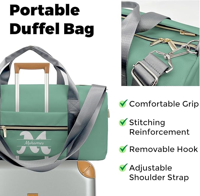 Personalized Tactical Gym Bag For Men，Custom Travel Duffel Bag with Name，Sports Workout Travel Bag with Shoes Compartment-Green letter