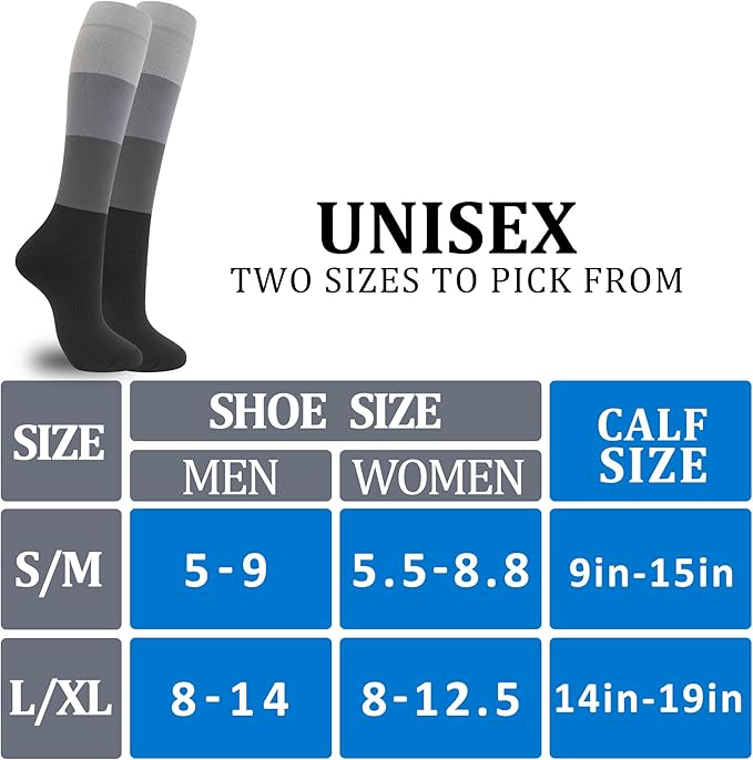 fenglaoda 3 Pairs Compression Socks for Women & Men Knee High Nurse Pregnant Cute Medical Running Travel Athletic