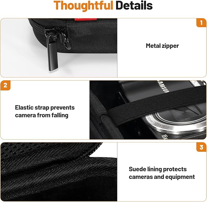 Cwatcun Carrying & Protective Case for Digital Camera with 2 Carrying Ways, Hardshell Lightweight Small Camera Sling Case Compatible with KODAK PIXPRO/Canon PowerShot/Sony DSCW800 DSCW830