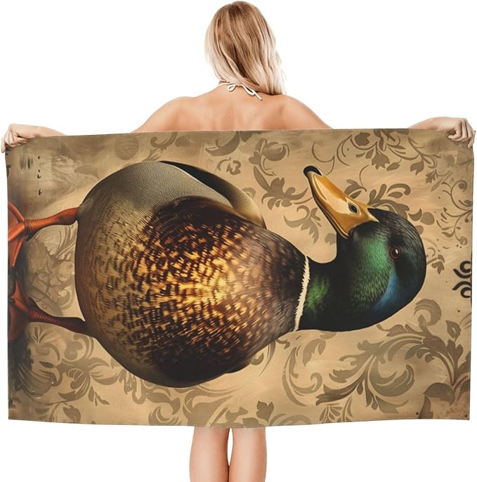 Microfiber Beach Towel, Duck Beach Towels 32x52in,Quick Dry, Sand Free, Ultra Soft & Oversized Towel for Travel, Outdoor, Bathroom, Swimming - Ideal for Pool, Camping, Yoga, or Gift Decor