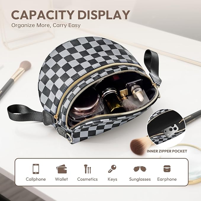 Cross Body Bag for Women Bum Bag Checkered Belt Bags Fanny Packs for Girls Travel Purse Fashion Waist Packs Crossbody Nylon Purse Trendy Shoulder Bags for Womens
