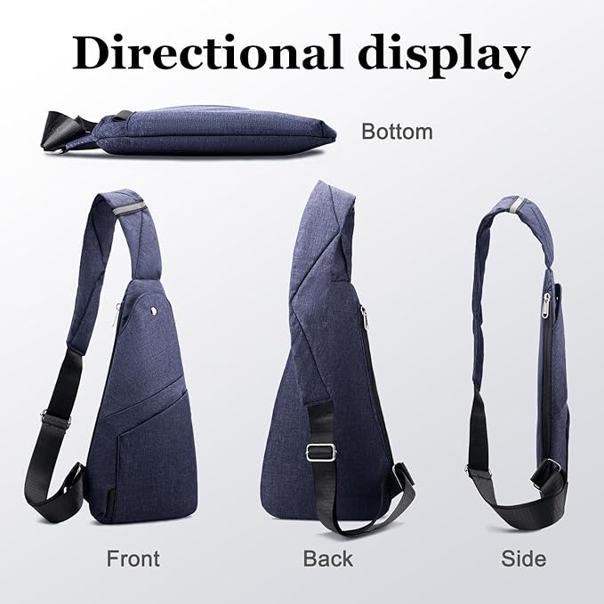 Anti-Theft Sling Bag, Lightweight Waterproof Crossbody Chest Bag with Hidden Pocket for Travel Hiking Casual Daily
