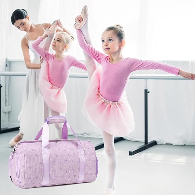 Duffle Bag Dance Dag for Girl Sports Gym Bag Corduroy Overnight Bag Ballet Bag with Shoe Compartment and Dry Wet Pocket.