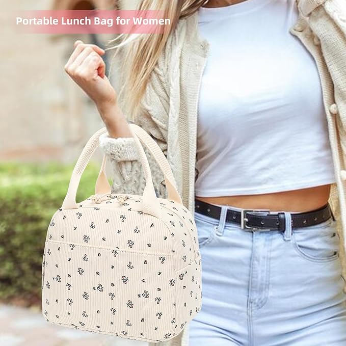 LEDAOU Lunch Box for Women Insulated Lunch Bag Cute Lunchbox Compact Cooler Thermal Reusable Lunch Tote for Work School Picnic Travel