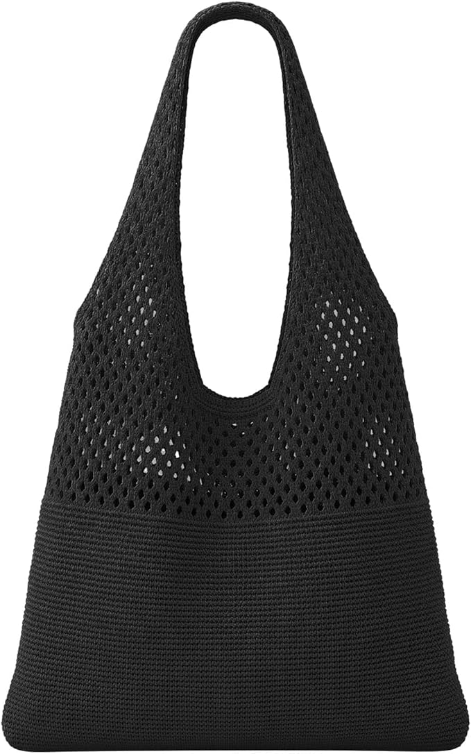 SUOSDEY Crochet Mesh Beach Tote Bag, Knit Summer Vacation Aesthetic Boho Tote Bag for Women