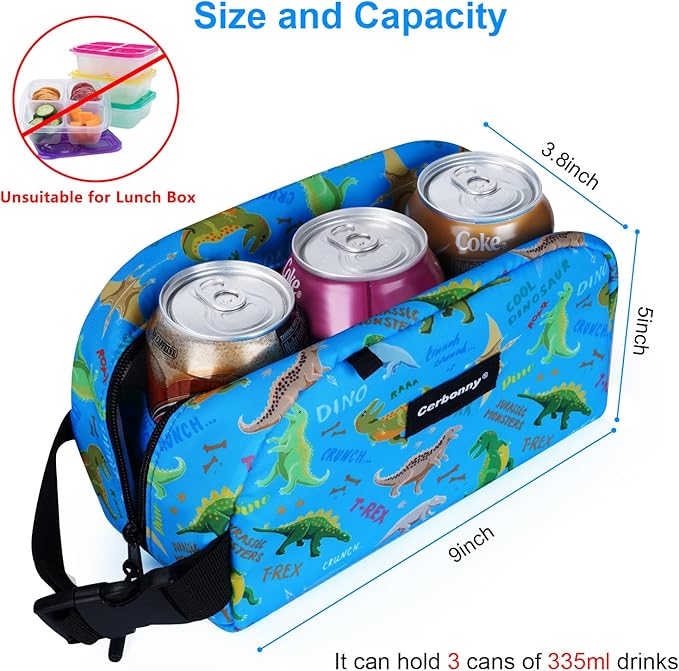 Cerbonny Blue Planet Dinosaur Freezable Cooler Bag - Mini Insulated Lunch Bag for Kids/Adults, Fit for Yogurt