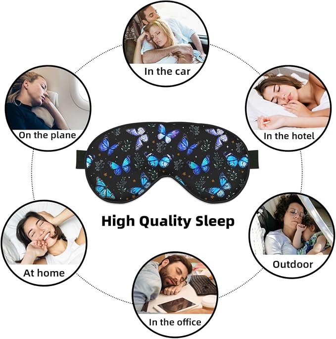 Butterflies Sleep Mask Breathable Soft Eye Mask for Sleep for Women Men Lightweight Eye Cover for Travel, Night Work, Nap, Office