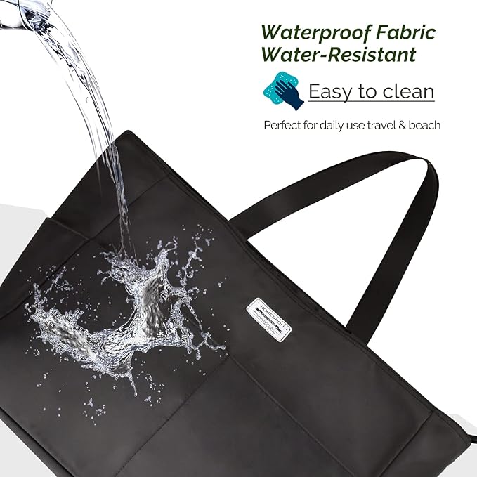 HOMESPON Large Waterproof Beach Bag for Women Sandproof Tote Bag Pool Bag with Zipper and Pockets for Travel Vacation Gym