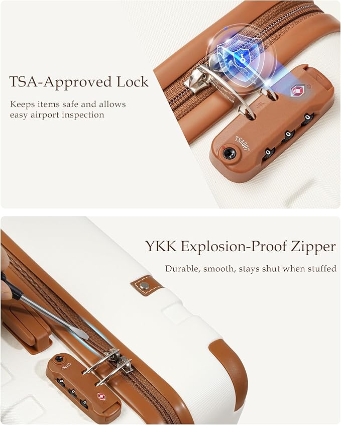 LONG VACATION Carry On Luggage Set 3 Piece, 20 Inch ABS+PC Hardshell Carry on Suitcase with Spinner Wheels TSA Lock & YKK Zipper