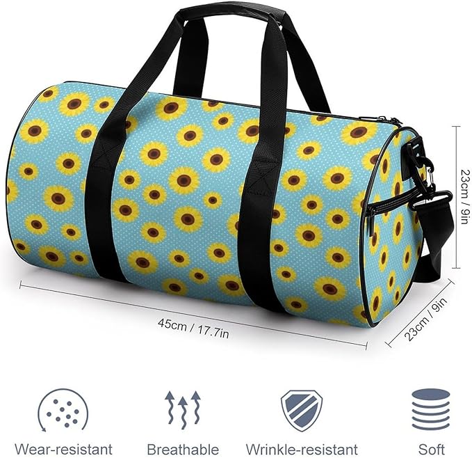 Gym Sports Travel Workout Bag Sunflower Blue Dance Yoga Gymnastics Bag Basketball Football Weekender Bags for Men Women