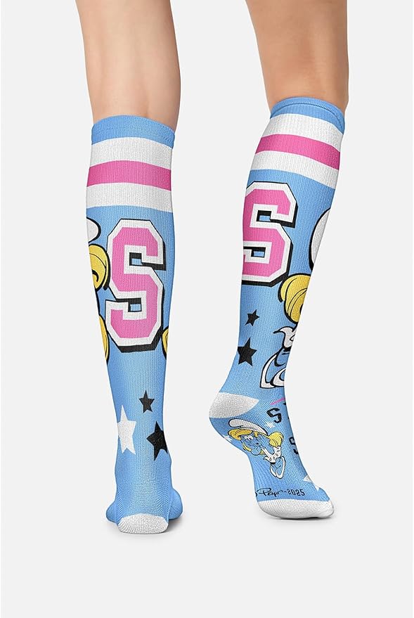 Cherokee Women's 10-15mmHg Compression Socks – Fun Print Knee Highs with Light Support, Soft Feel - PRINTSUPPORT