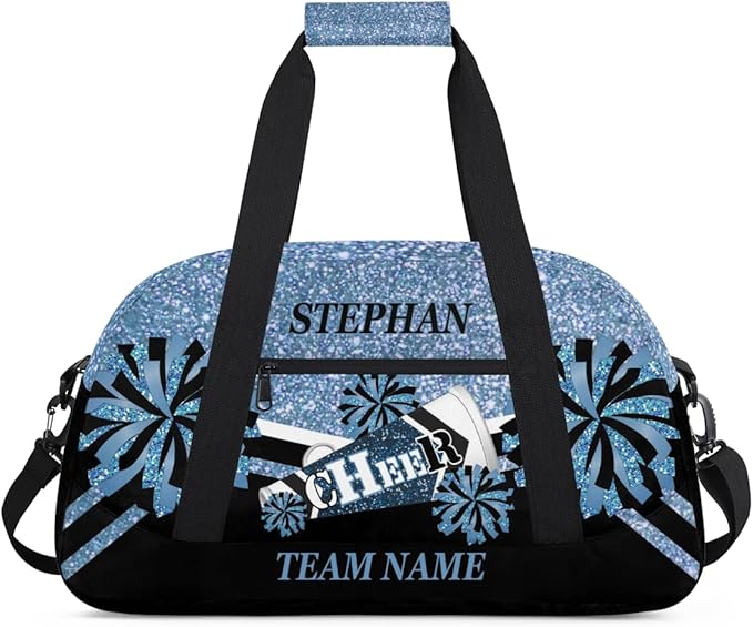 Cheer-Bag Personalized Cheer-Gifts for Girls Cheerleading Bag with Name for Gym Duffel Bag Blue Glitter Print