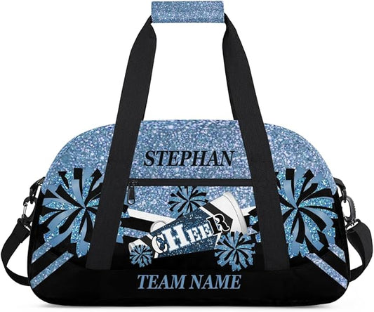 Cheer-Bag Personalized Cheer-Gifts for Girls Cheerleading Bag with Name for Gym Duffel Bag Blue Glitter Print