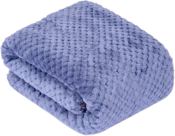 Fuzzy Sherpa Reversible Blanket for Baby, Soft Warm Cozy Coral Fleece Toddler, Infant or Newborn Reversible Blanket for Crib, Stroller, Travel, 30”×40”, Pearl Blue