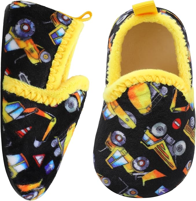 XIHALOOK Toddler Boys Girls House Slippers with Microfleece Lining Cozy Household Shoes Non-slip for Kids