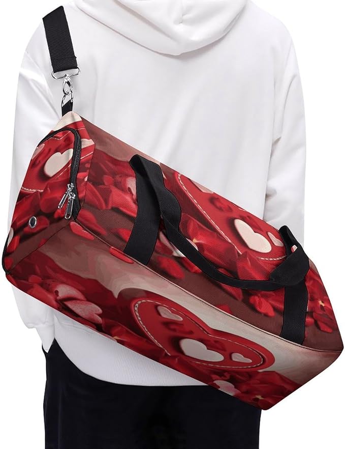 Oxford Cloth Happy Valentine's Day1 Gym Bag,Duffle Bag with Shoes Compartment And Adjustable Shoulder Straps，Weekender Bags for Men Women.