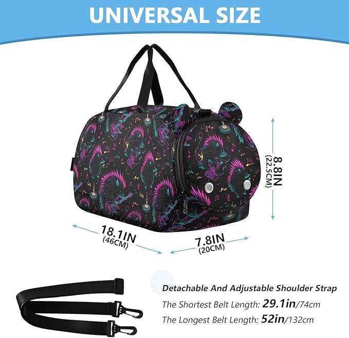 Cool Digital Hedgehog Girl's Gym Duffel Bag with Shoes Compartment Lightweight Personal Item Travel Bag for Travel, Swimming, Dance, Ballet bolsa para hombre