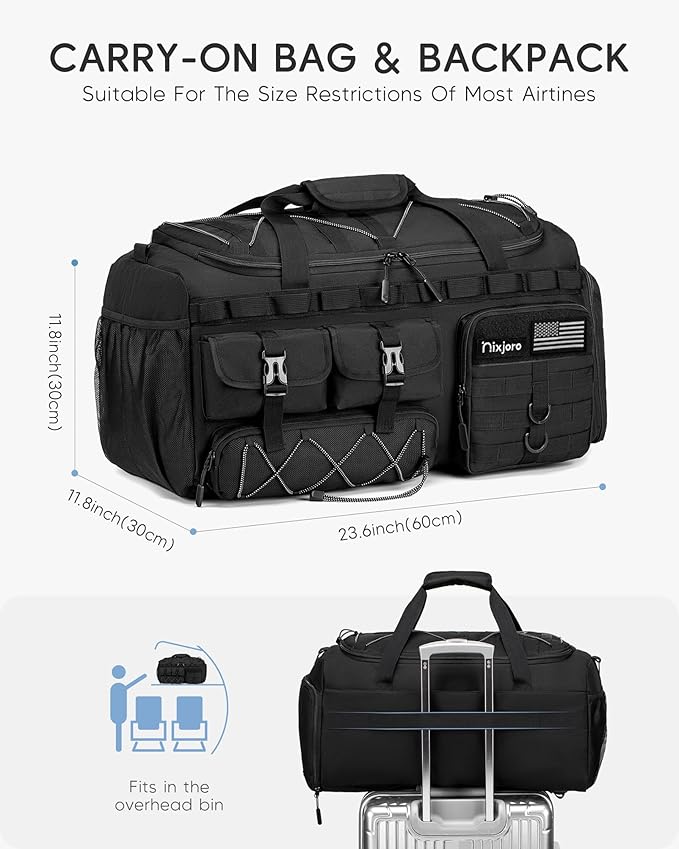 Gym Bag for Men Woman Large 3 in 1 Duffle Bag Sports Bags Tactical Military with Shoes Compartment