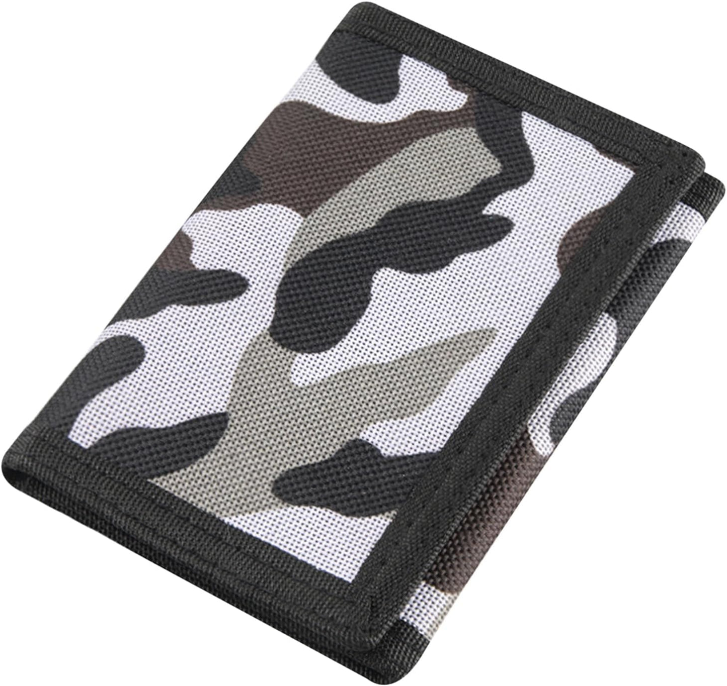 NEICY RFID Blocking Canvas Wallet for Men and Women - Camo Trifold Outdoor Sports Wallets with Magic Sticker for Teen Kids (Camo Grey02)