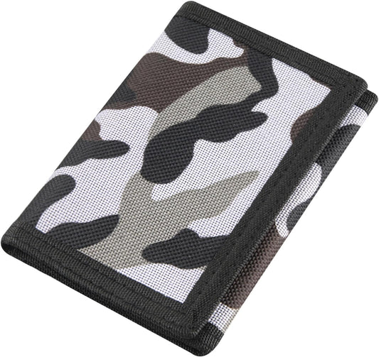 NEICY RFID Blocking Canvas Wallet for Men and Women - Camo Trifold Outdoor Sports Wallets with Magic Sticker for Teen Kids (Camo Grey02)