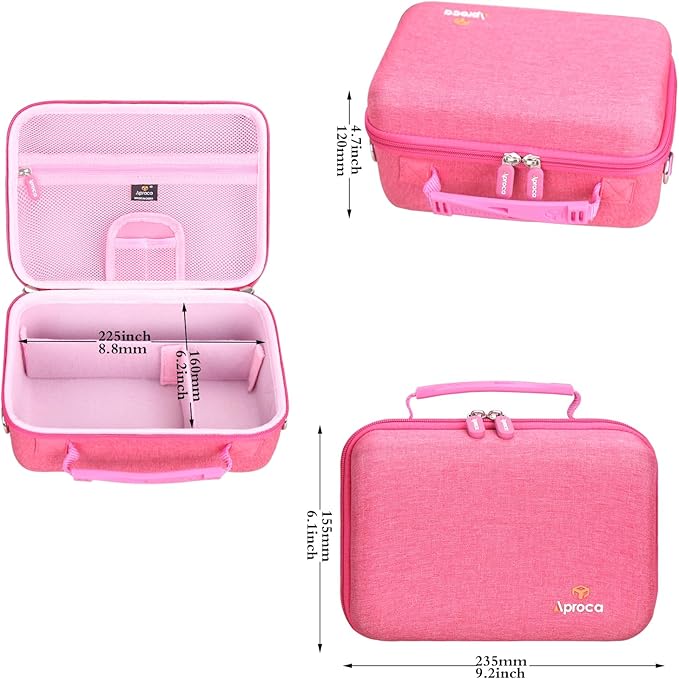 Aproca Camera Case for Canon EOS Rebel T7, R50, R6 Mark II, R100, R50 V, R8, T6, R10, SL3, R5 Mark II, 5D Mark IV, R7, 90D, R5, T100 Camera, Lens, Tripod with 4 DIY Dividers and a Shoulder Strap-Pink
