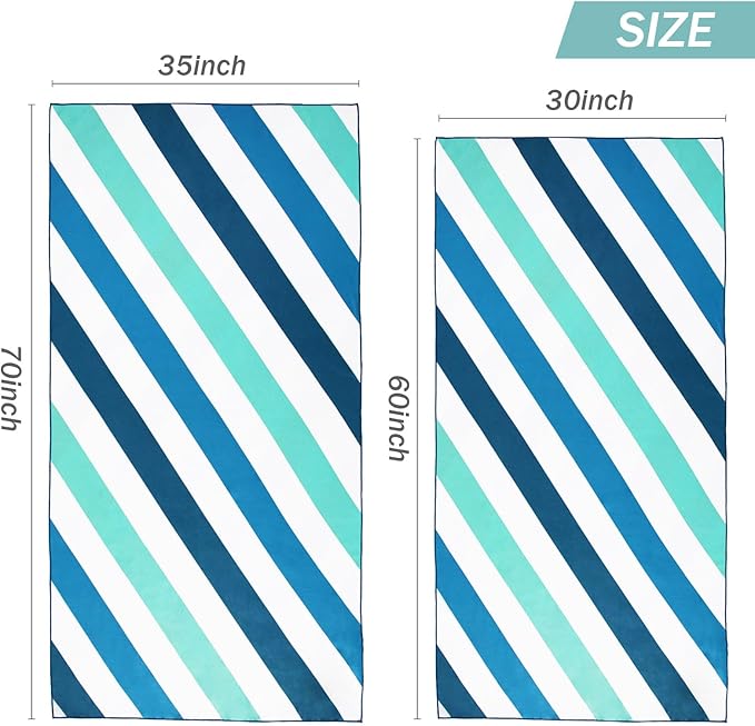 Whale Flotilla Large Quick Dry Beach Towel (30"x60"), Microfiber Sand-Free Beach Towels, Super Absorbent Compact Pool Travel Accessories, Aqua