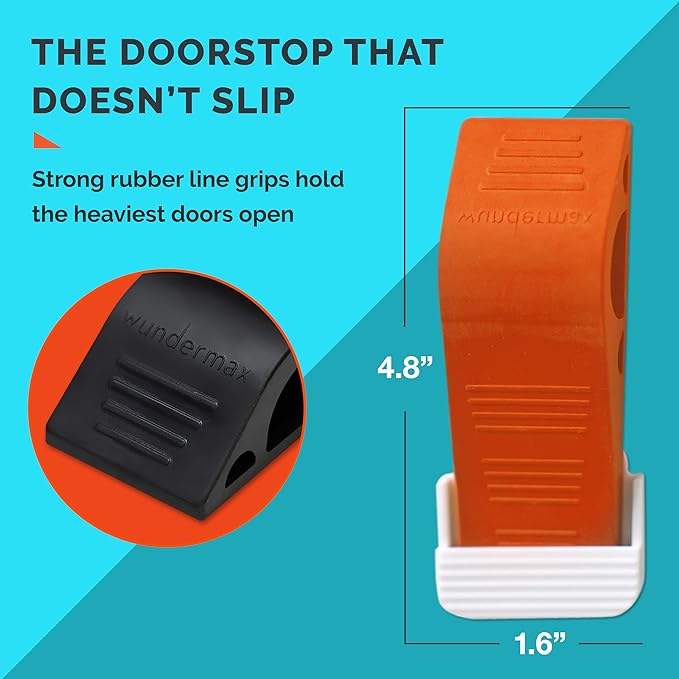 Wundermax Rubber Door Stoppers for Bottom of Door Stop - Pack of 3 Rubber Wedge for Carpet, Hardwood, Concrete, and Tile - Home Improvement Accessories - White