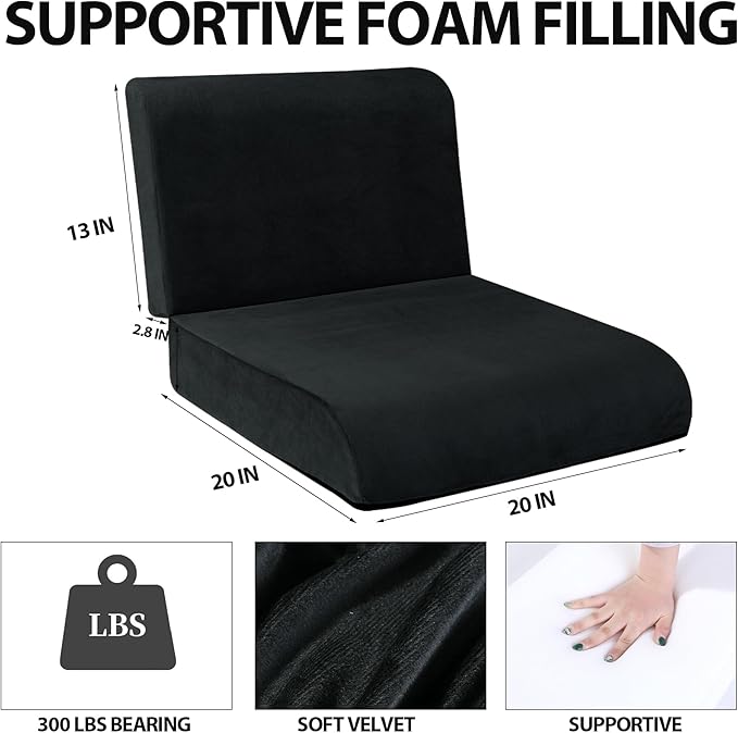 HOMBYS Recliner Seat Cushion with Lumbar Supportive Pillow Extra Large Non-Slip Seat Cushion with Back Support Cushions,Cruve Edge Design for Relief Thighs Pressure, Black