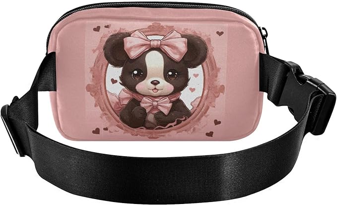 Valentine Panda Bear Pink Bows Fanny Pack for Women Men Water Resistant Fashion Waist Packs with Adjustable Strap Belt Bag for Travel Workout Jogging Hiking 21217804