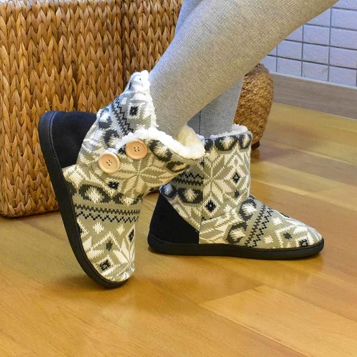 ONCAI Women's Slippers Comfort Knit Boots Winter Warm Outdoor Indoor Shoes