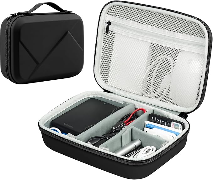 EVA Electronic Accessories Storage Case Large Shockproof Waterproof Storage Bag for Electronics Organizer Portable Cable Storage Bag for Travel or Work (Black, Single Layer)