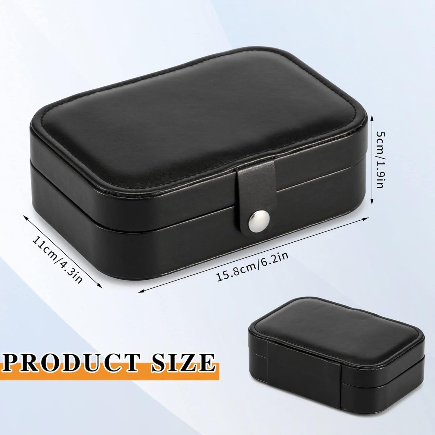 Travel Jewelry Box, PU leather Small Jewelry Organizer For Female Girls, double layer portable mini travel case for storing earrings, rings, necklaces.(Black)